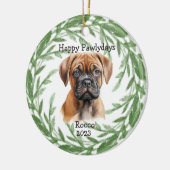 Bullmastiff Monogram Huisdier Kerstversiering Keramisch Ornament (Links)