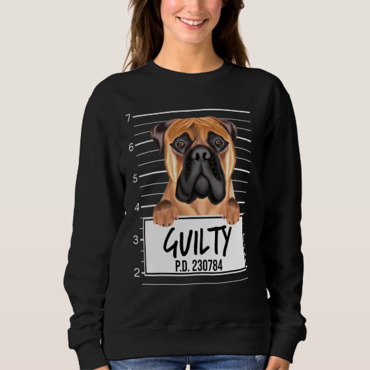 Bullmastiff Mugshot Schuldige Hond Trui (Voorkant)