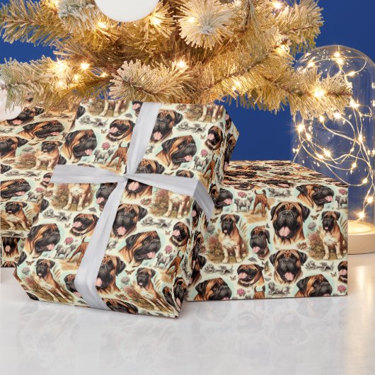 Bullmastiff Naadloos Cadeaupapier (Feestdagen)