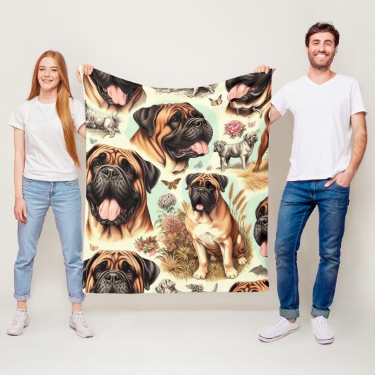Bullmastiff Naadloos Fleece Deken (In situ)