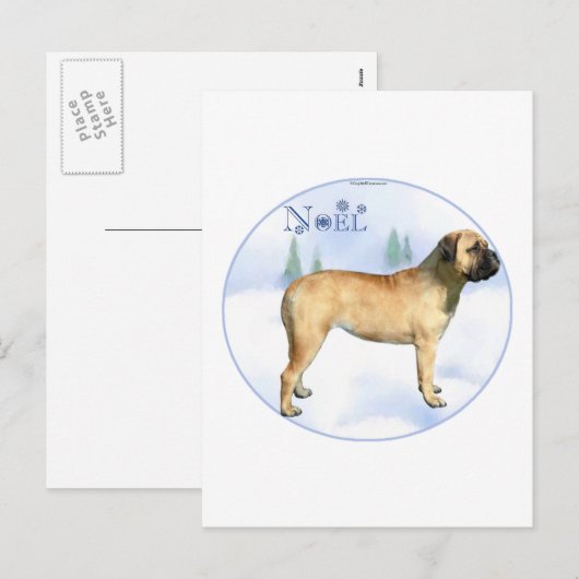 Bullmastiff Noel Postcard Feestdagenkaart (Voorkant / Achterkant)