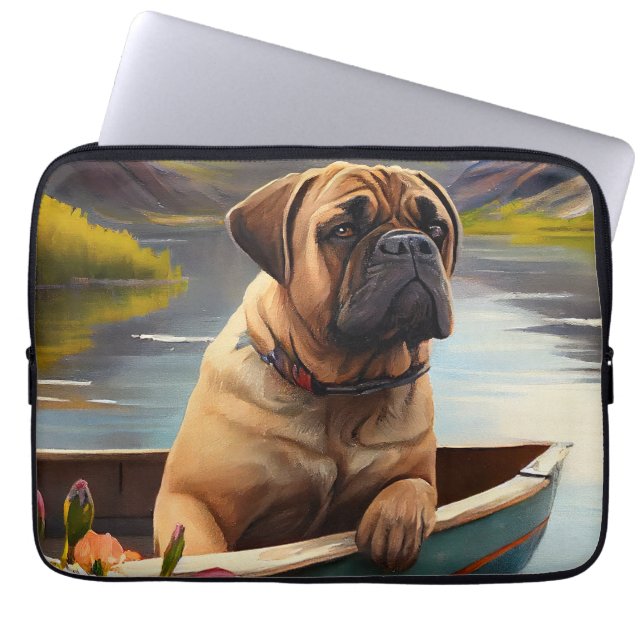Bullmastiff op een peddel: Een schilderachtig avon Laptop Sleeve (Voorkant)