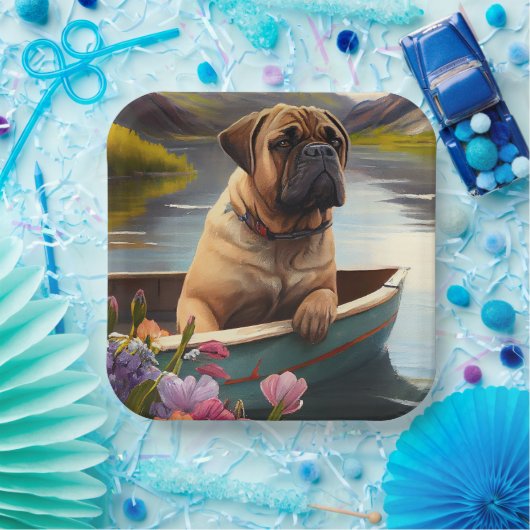 Bullmastiff op een peddel: Een Schilderachtig avon Papieren Bordje (Feest)