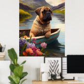 Bullmastiff op een peddel: Een Schilderachtig avon Poster (Thuiskantoor)