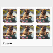 Bullmastiff op een peddel: Een Schilderachtig avon Vierkante Sticker (Vel)