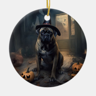 Bullmastiff pompoenen Halloween eng Keramisch Ornament