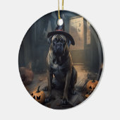 Bullmastiff pompoenen Halloween eng Keramisch Ornament (Links)