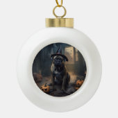 Bullmastiff pompoenen Halloween eng Keramische Bal Ornament (Voorkant)