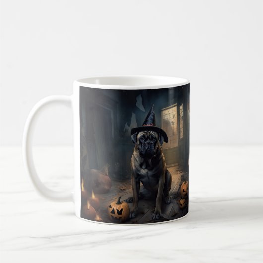Bullmastiff pompoenen Halloween eng Koffiemok (Links)
