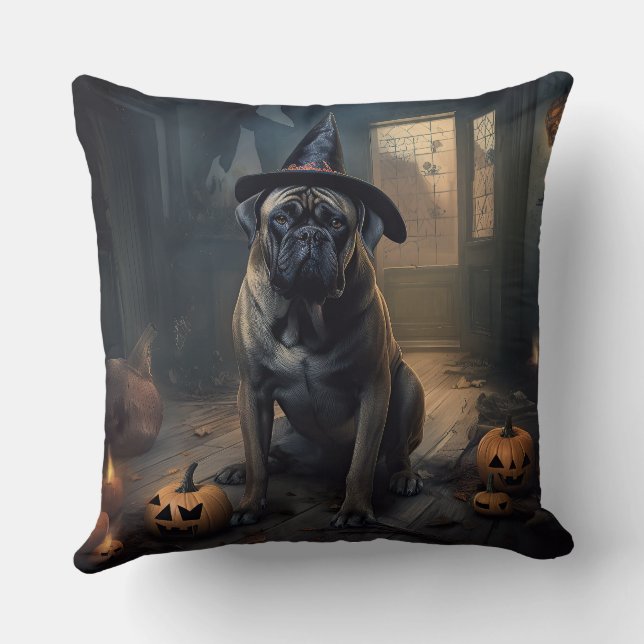 Bullmastiff pompoenen Halloween eng Kussen (Achterkant)