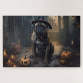 Bullmastiff pompoenen Halloween eng Legpuzzel (Horizontaal)