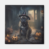 Bullmastiff pompoenen Halloween eng Magneet (Voorkant)