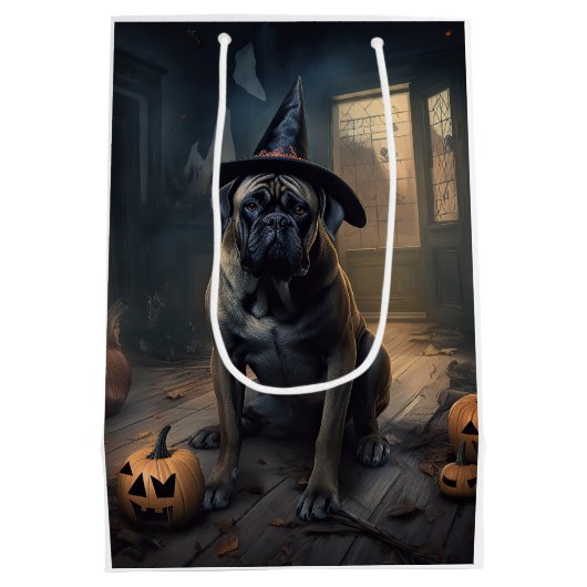 Bullmastiff pompoenen Halloween eng Medium Cadeauzakje (Achterkant)