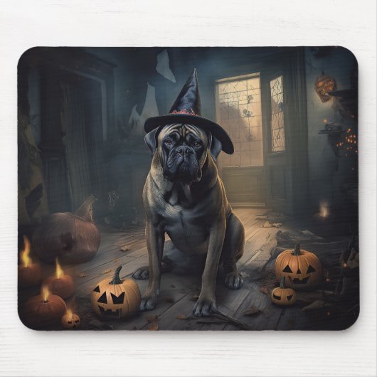 Bullmastiff pompoenen Halloween eng Muismat (Voorkant)