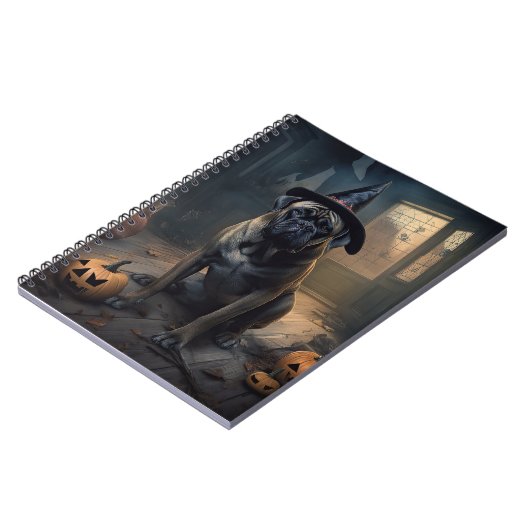 Bullmastiff pompoenen Halloween eng Notitieboek (Linkerzijde)