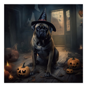 Bullmastiff pompoenen Halloween eng Perfect Poster
