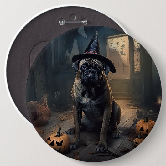 Bullmastiff pompoenen Halloween eng Ronde Button 6,0 Cm (Voorkant /achterkant)