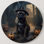 Bullmastiff pompoenen Halloween eng Ronde Button 6,0 Cm (Voorkant)