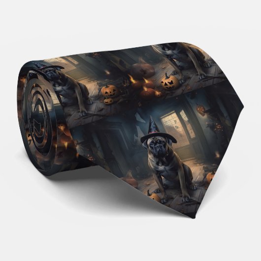 Bullmastiff pompoenen Halloween eng Stropdas (Opgerold)