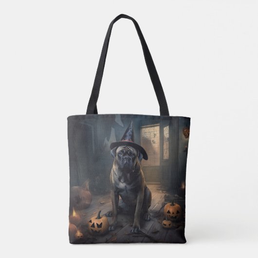 Bullmastiff pompoenen Halloween eng Tote Bag (Achterkant)