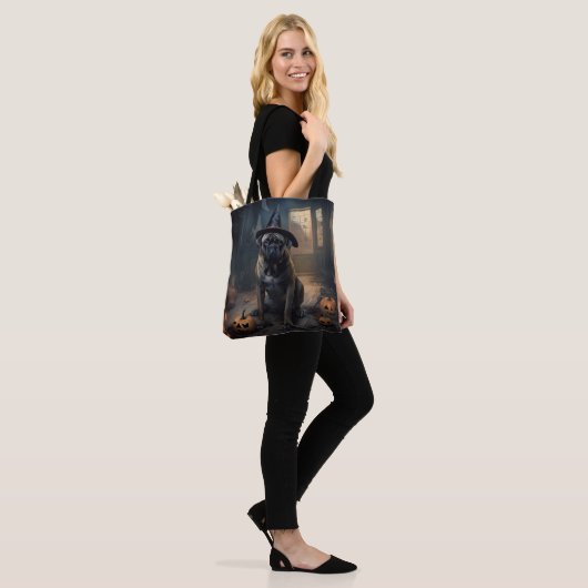 Bullmastiff pompoenen Halloween eng Tote Bag (Op model)