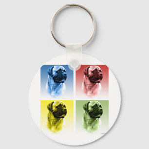 Bullmastiff Pop Kunst Sleutelhanger