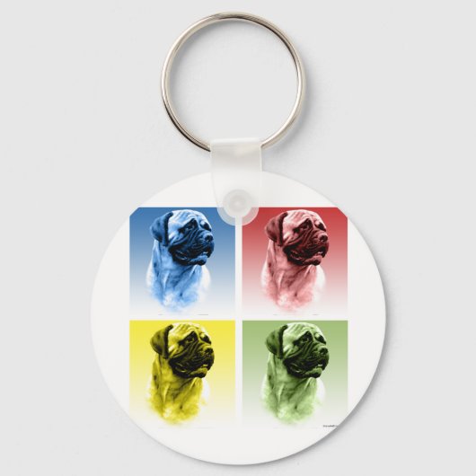 Bullmastiff Pop Kunst Sleutelhanger (Voorkant)