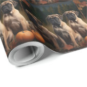Bullmastiff Puppy Herfst Delight Pompoen Cadeaupapier (Rol Hoek)