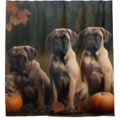 Bullmastiff Puppy Herfst Delight Pompoen Douchegordijn (Voorkant)