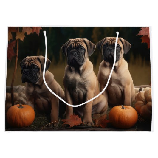Bullmastiff Puppy Herfst Delight Pompoen Groot Cadeauzakje (Voorkant)