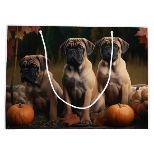Bullmastiff Puppy Herfst Delight Pompoen Groot Cadeauzakje (Achterkant)