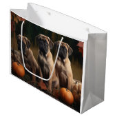 Bullmastiff Puppy Herfst Delight Pompoen Groot Cadeauzakje (Voorkant Gekanteld)