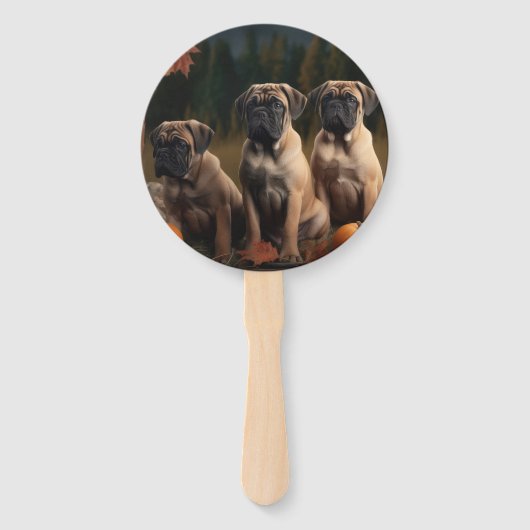 Bullmastiff Puppy Herfst Delight Pompoen Handwaaier (Achterkant)