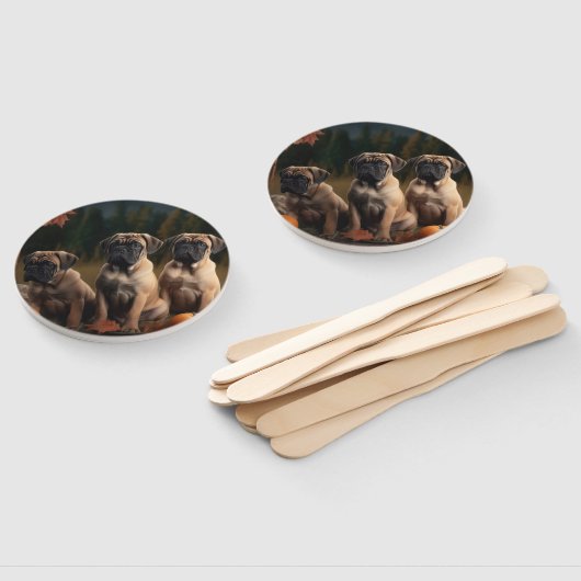 Bullmastiff Puppy Herfst Delight Pompoen Handwaaier (Niet-gemonteerd)