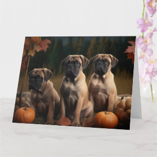 Bullmastiff Puppy Herfst Delight Pompoen Kaart