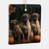 Bullmastiff Puppy Herfst Delight Pompoen Keramisch Ornament (Rechts)
