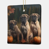 Bullmastiff Puppy Herfst Delight Pompoen Keramisch Ornament (Links)
