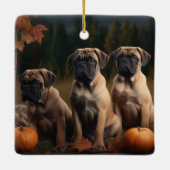 Bullmastiff Puppy Herfst Delight Pompoen Keramisch Ornament (Achterkant)