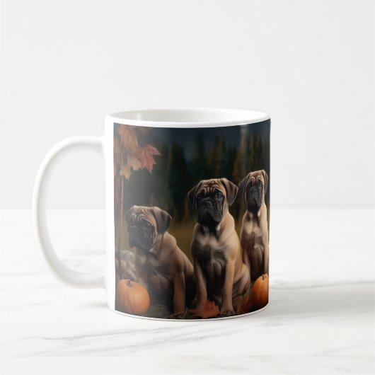 Bullmastiff Puppy Herfst Delight Pompoen Koffiemok (Links)
