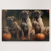 Bullmastiff Puppy Herfst Delight Pompoen Legpuzzel (Horizontaal)