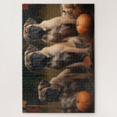Bullmastiff Puppy Herfst Delight Pompoen Legpuzzel (Verticaal)