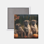 Bullmastiff Puppy Herfst Delight Pompoen Magneet (Voorkant / Achterkant)