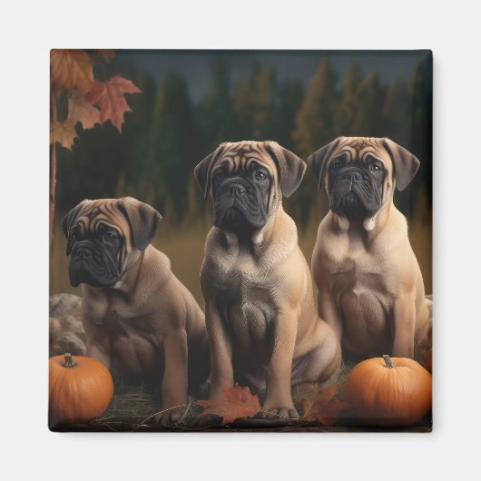 Bullmastiff Puppy Herfst Delight Pompoen Magneet (Voorkant)