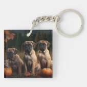 Bullmastiff Puppy Herfst Delight Pompoen Sleutelhanger (Achterkant)