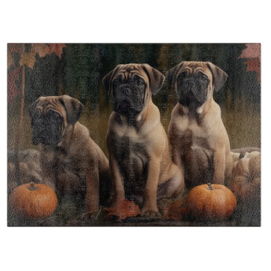 Bullmastiff Puppy Herfst Delight Pompoen Snijplank (Voorkant)