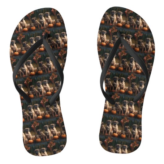 Bullmastiff Puppy Herfst Delight Pompoen Teenslippers (Voetbed)
