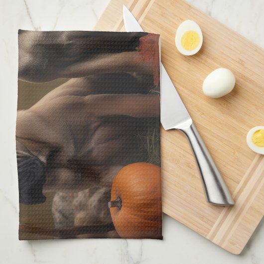 Bullmastiff Puppy Herfst Delight Pompoen Theedoek (Quarter Fold)