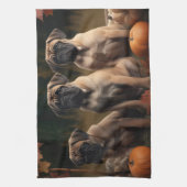 Bullmastiff Puppy Herfst Delight Pompoen Theedoek (Verticaal)