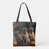 Bullmastiff Puppy Herfst Delight Pompoen Tote Bag (Achterkant)