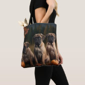 Bullmastiff Puppy Herfst Delight Pompoen Tote Bag (Dichtbij)